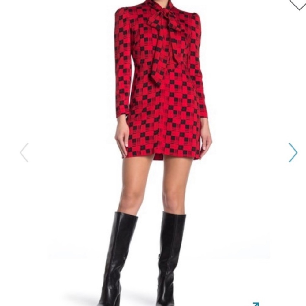 Lightly worn super cute black and red DVF shirt dress